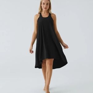 HALARA BREEZEFUL Black High Low Sleeveless Halter Sundress ATHLEISURE